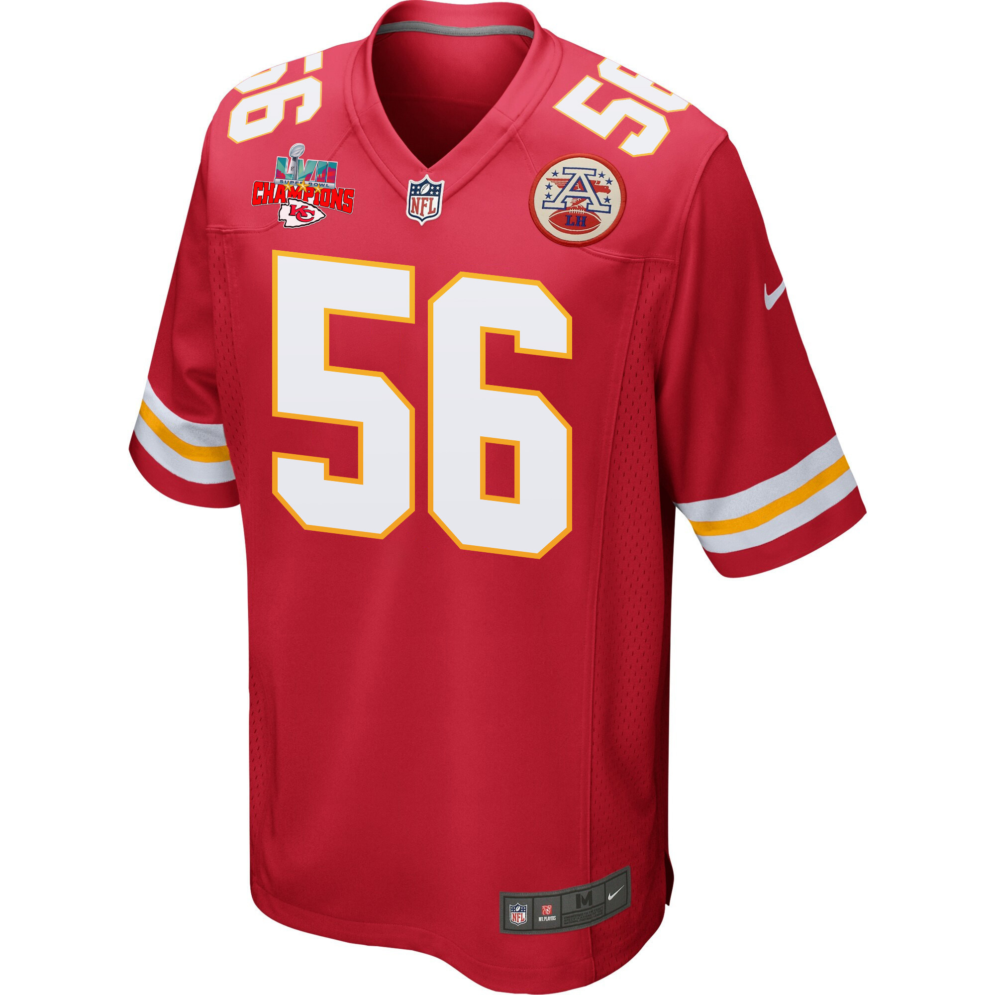 George Karlaftis 56 Kansas City Chiefs Super Bowl LVII Champions 3 Stars Men Game Jersey - Red