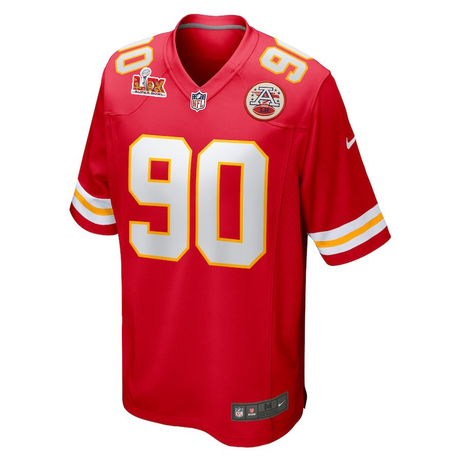 Charles Omenihu #90 Kansas City Chiefs Super Bowl LIX Jersey - Men's - Red