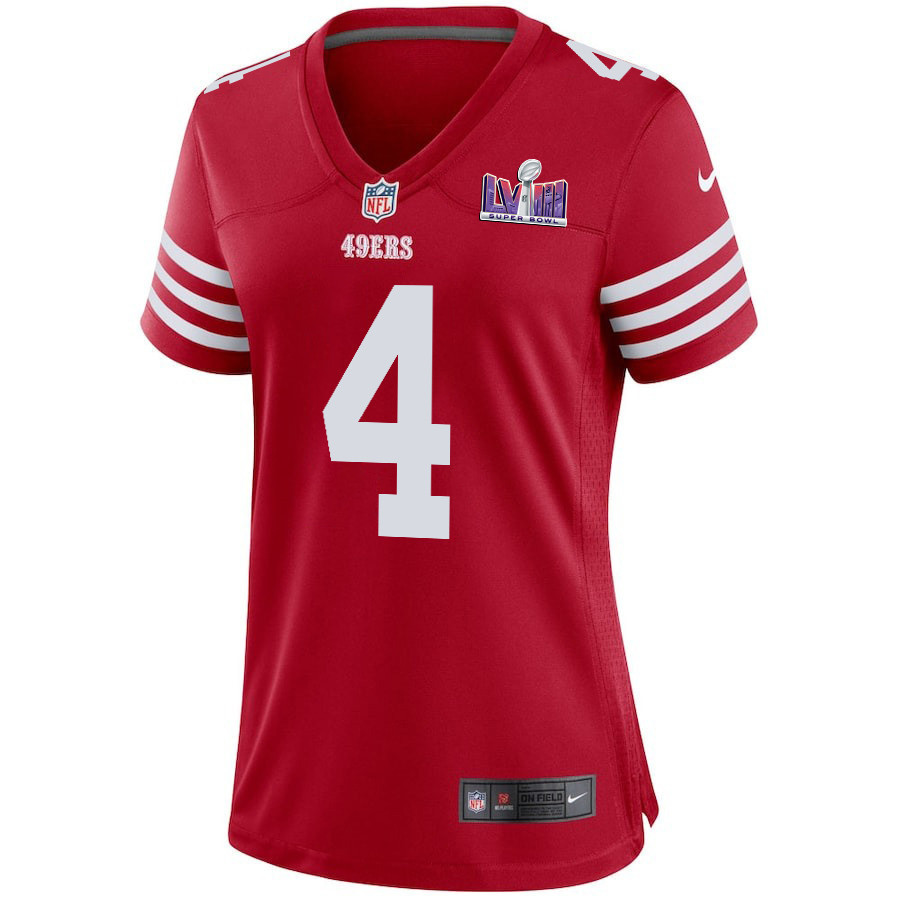 Jake Moody 4 San Francisco 49ers Super Bowl LVIII Patch Game Women Jersey - Scarlet