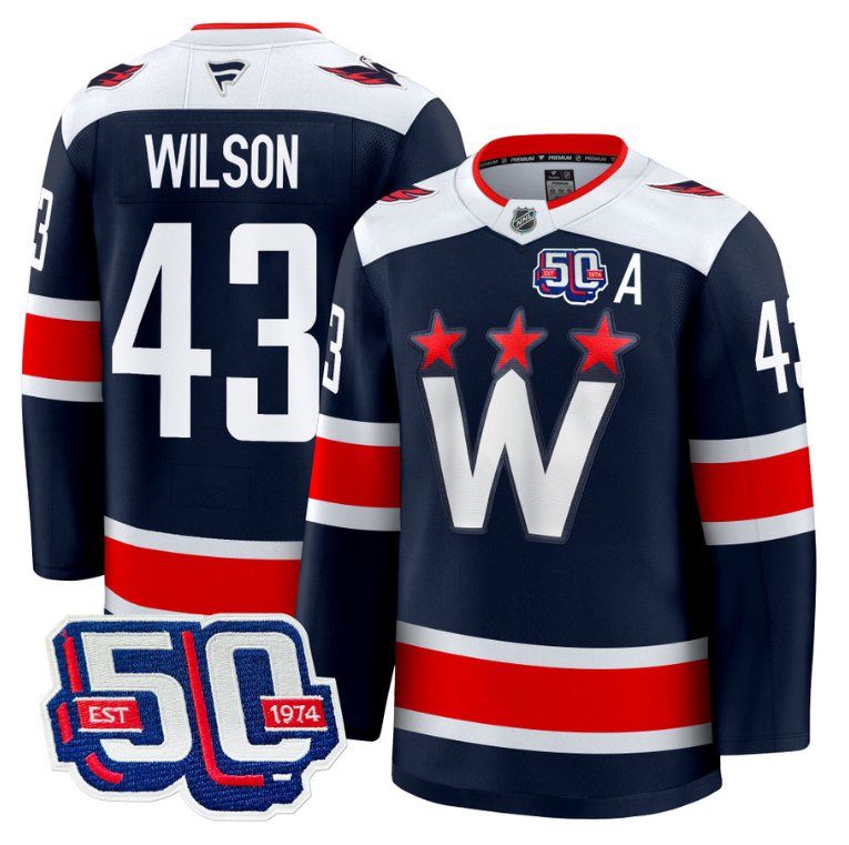 Men Tom Wilson Jersey #43 Washington Capitals 50th Anniversary Navy
