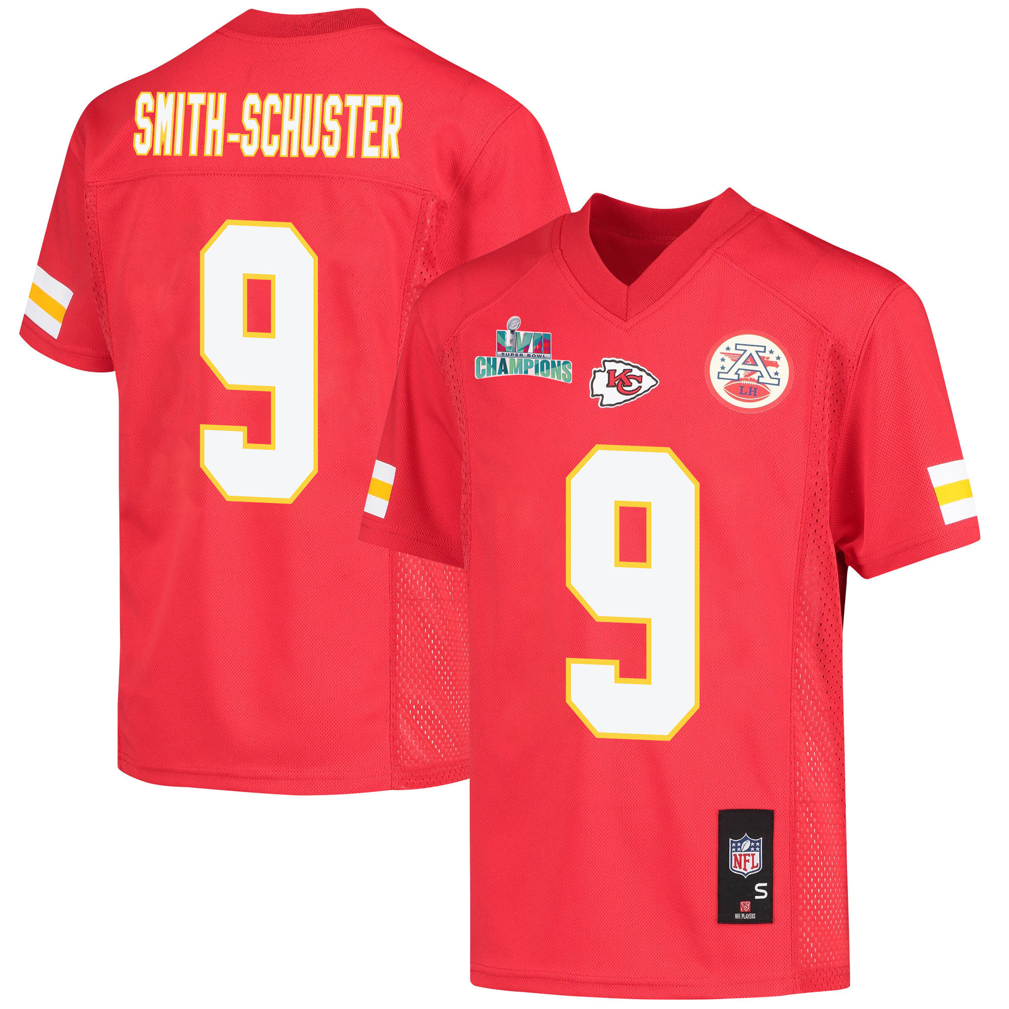 JuJu Smith-Schuster 9 Kansas City Chiefs Super Bowl LVII Champions Youth Game Jersey - Red