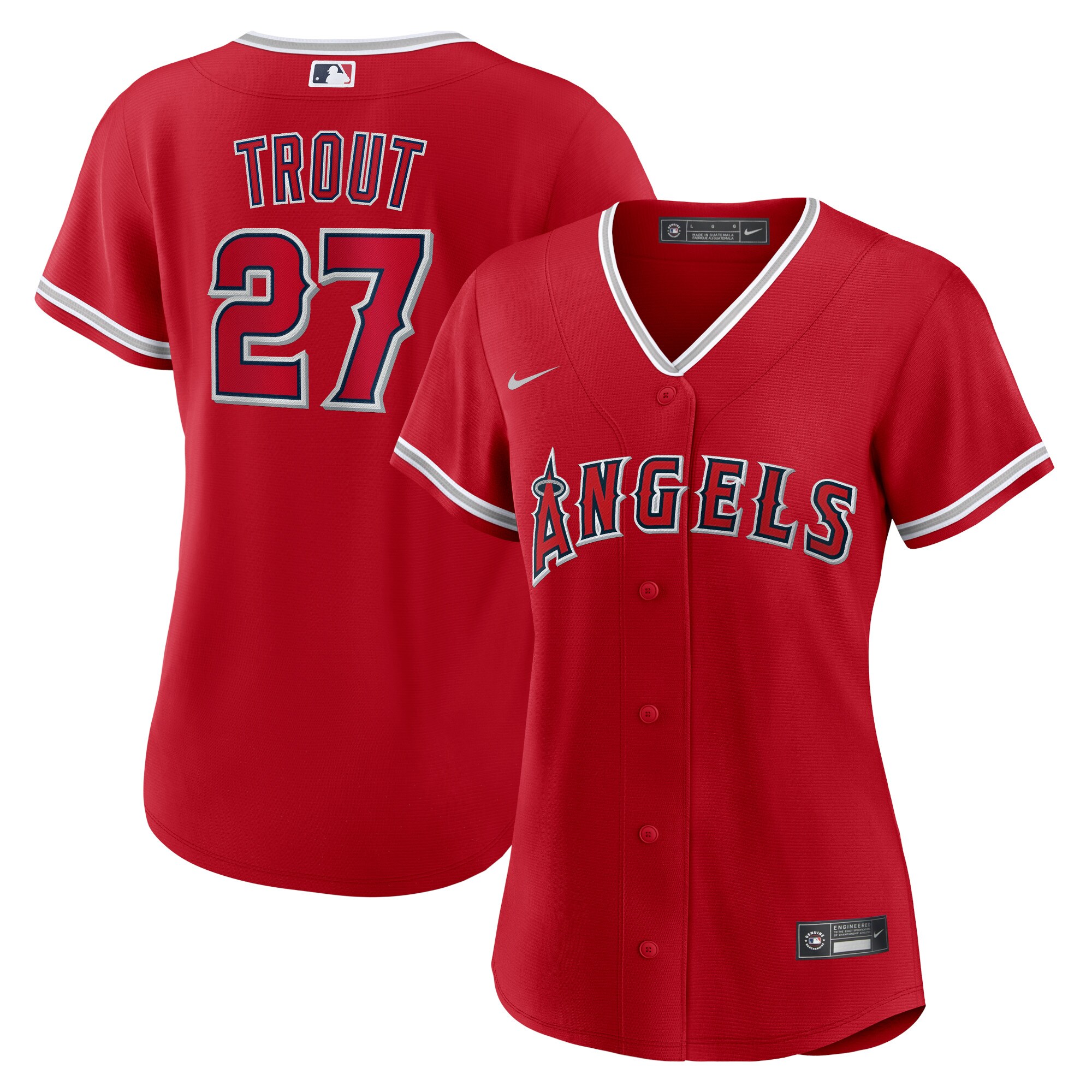 Mike Trout Los Angeles Angels  Women's Alternate Replica Player Jersey - Red