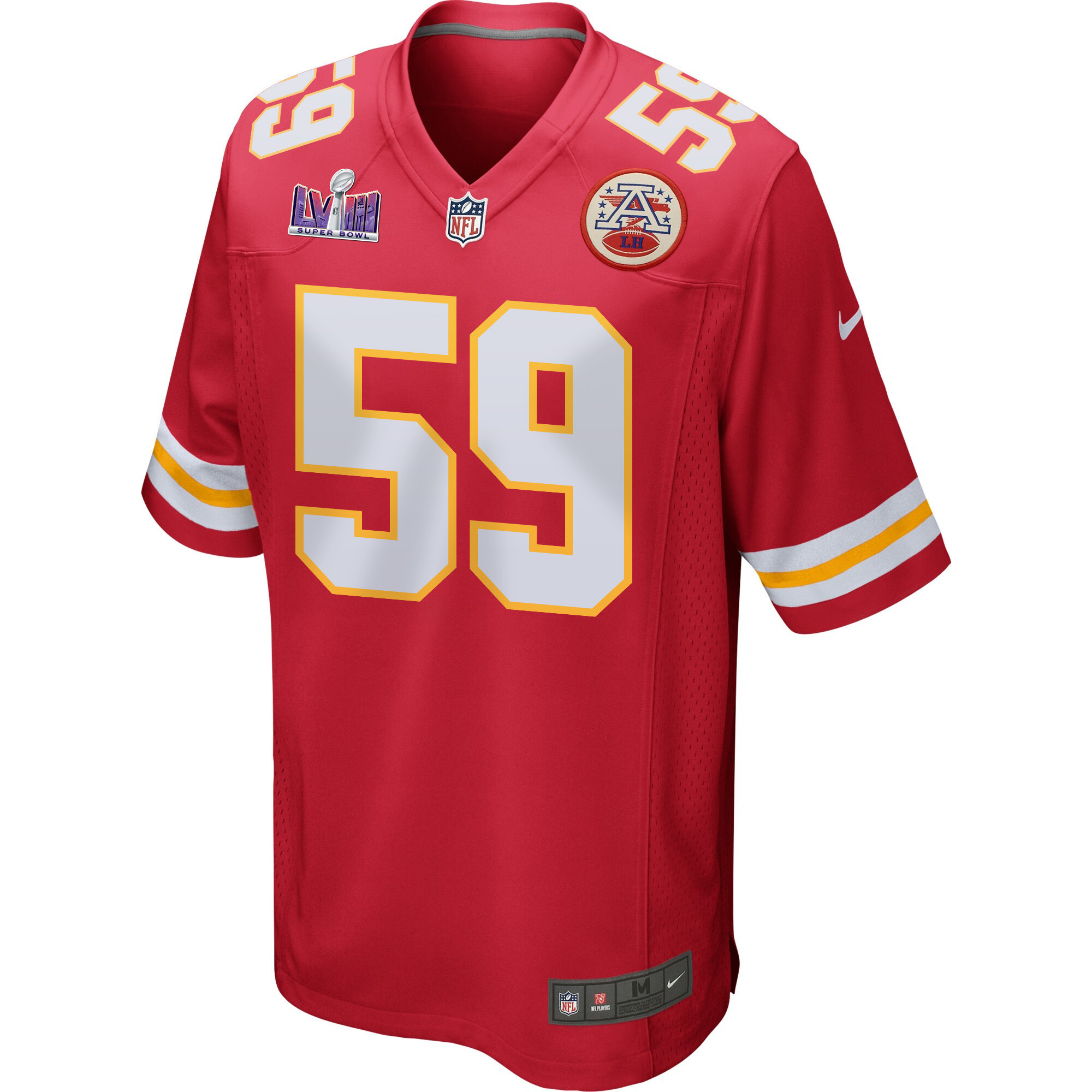 Darius Harris 59 Kansas City Chiefs Super Bowl LVIII Patch Game Men Jersey - Red