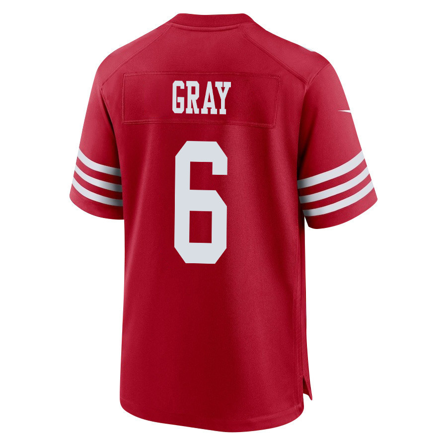 Danny Gray 6 San Francisco 49ers Super Bowl LVIII Patch Game Men Jersey - Scarlet