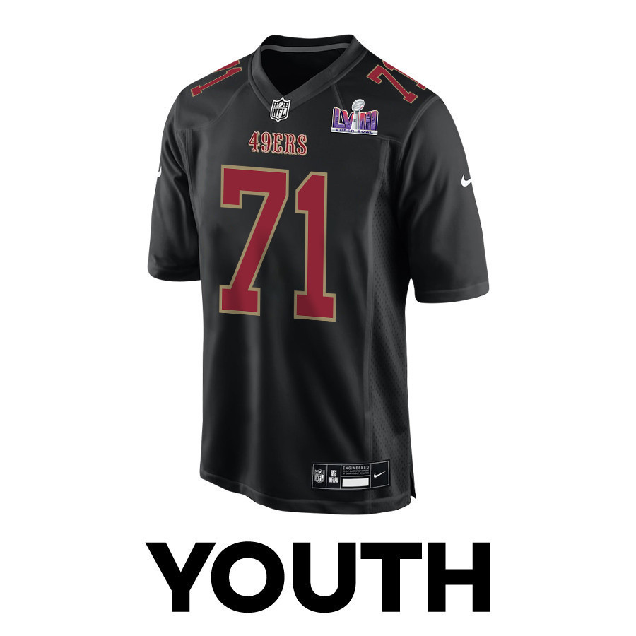 Trent Williams 71 San Francisco 49ers Super Bowl LVIII Patch Fashion Game YOUTH Jersey - Carbon Black