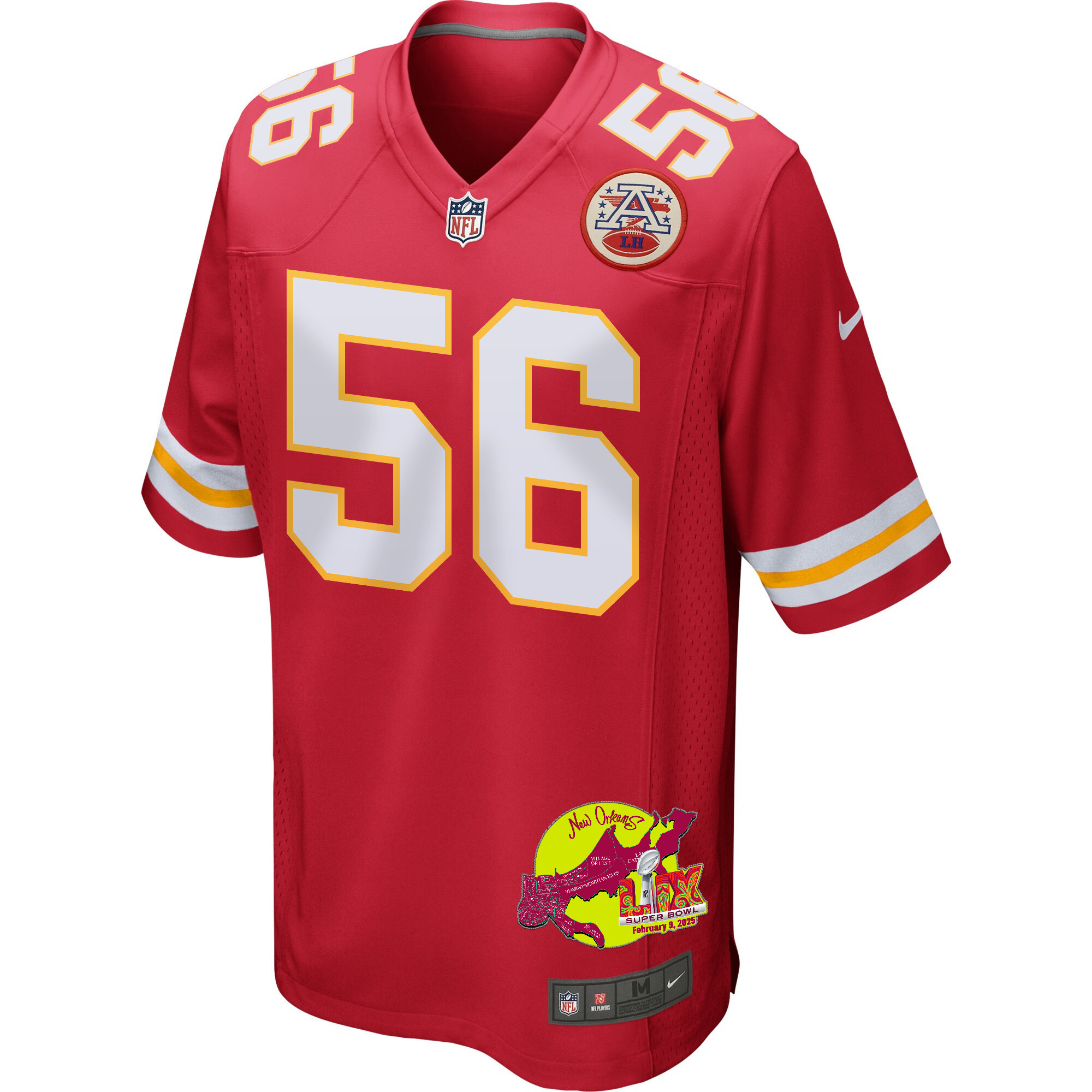 George Karlaftis 56 Kansas City Chiefs Super Bowl LIX New Orleans Patch Game Men Jersey - Red