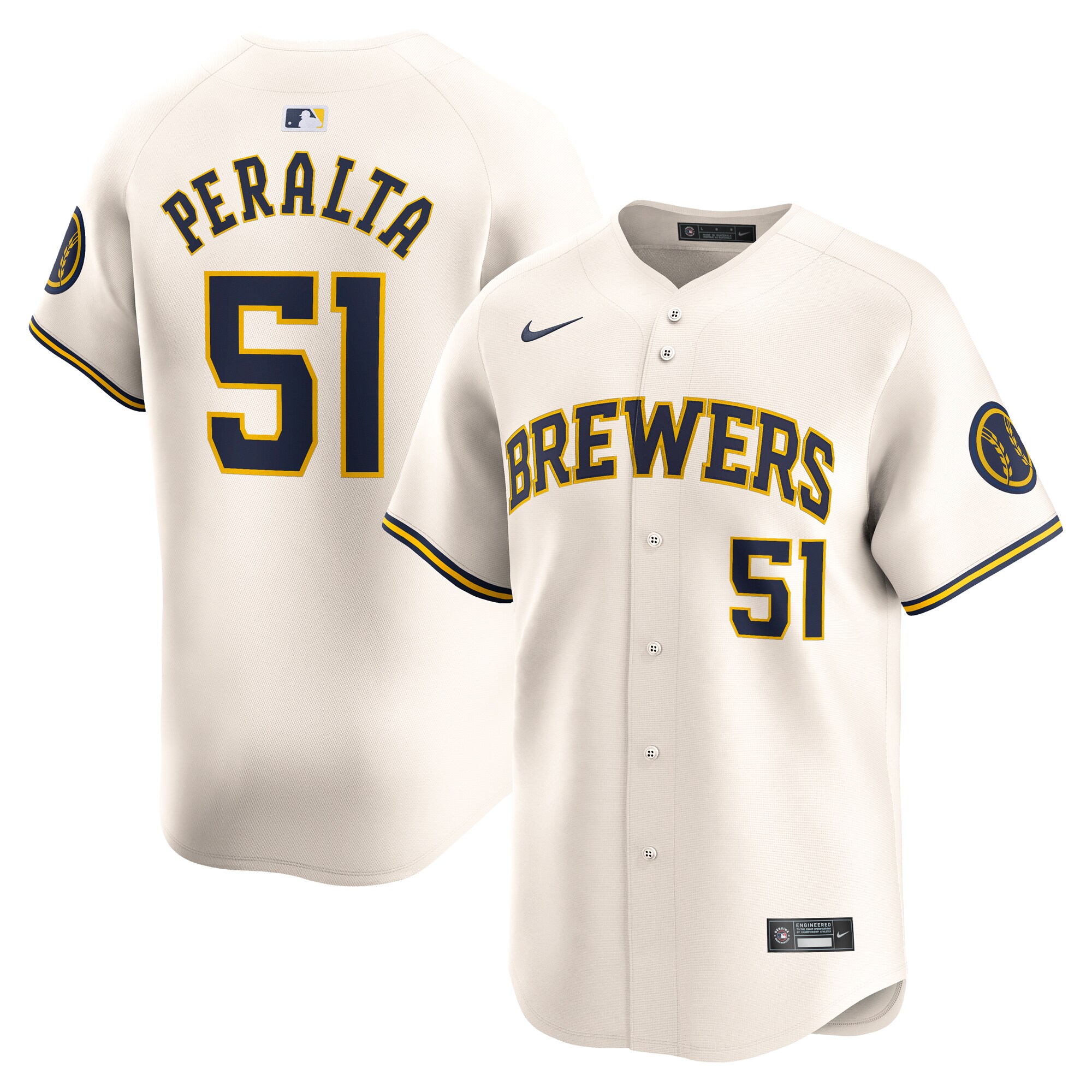 Freddy Peralta Milwaukee Brewers  Home Limited Player Jersey - Cream