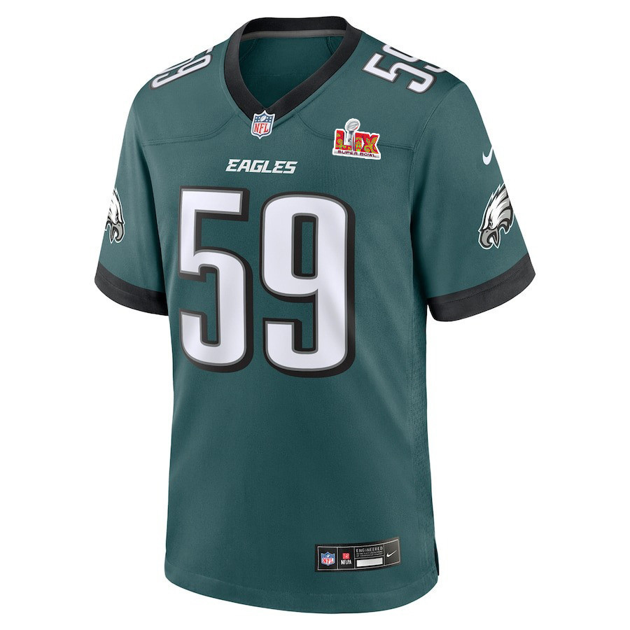 Thomas Booker IV #59 Philadelphia Eagles Super Bowl LIX Jersey - Men's - Midnight Green