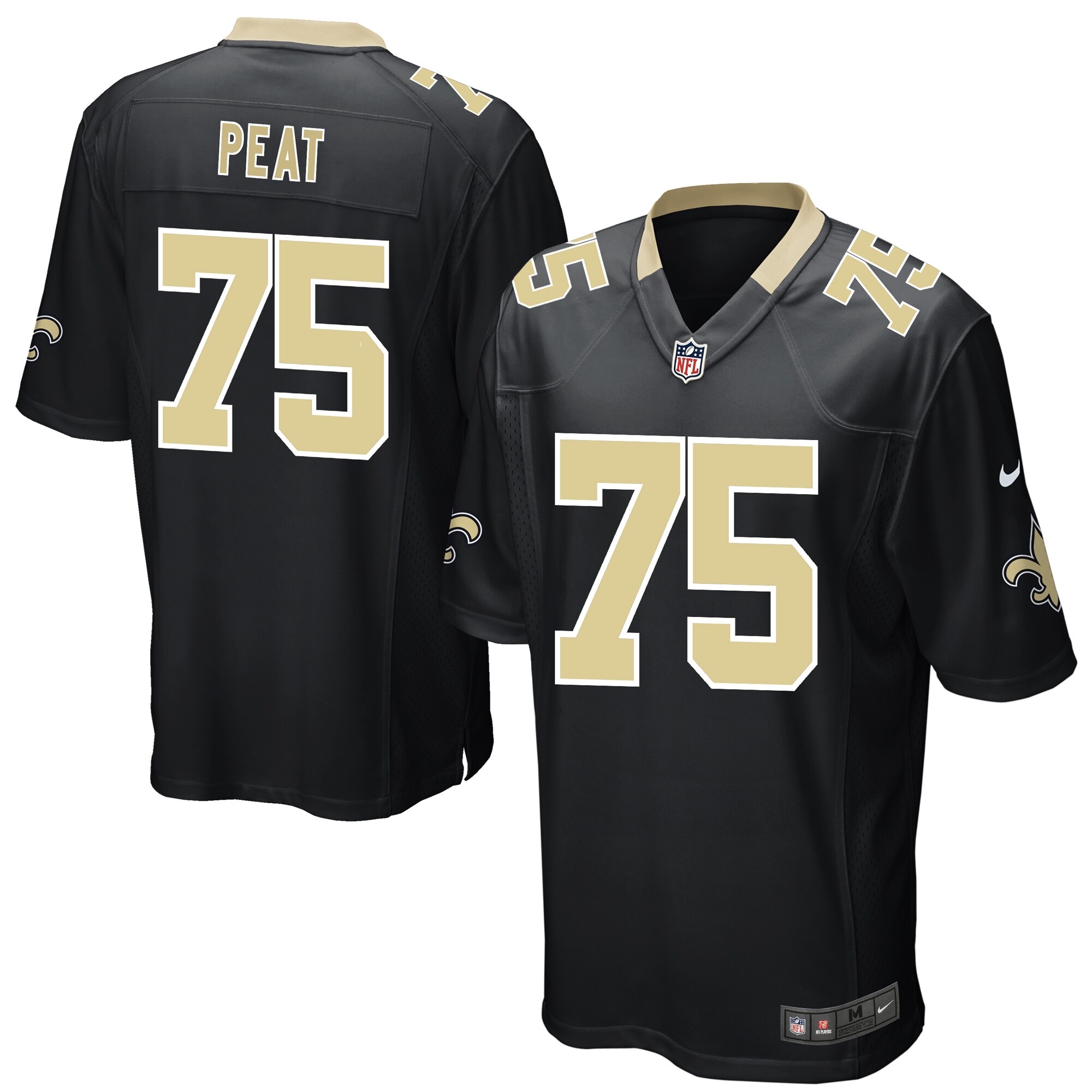 Andrus Peat New Orleans Saints  Game Player Jersey - Black
