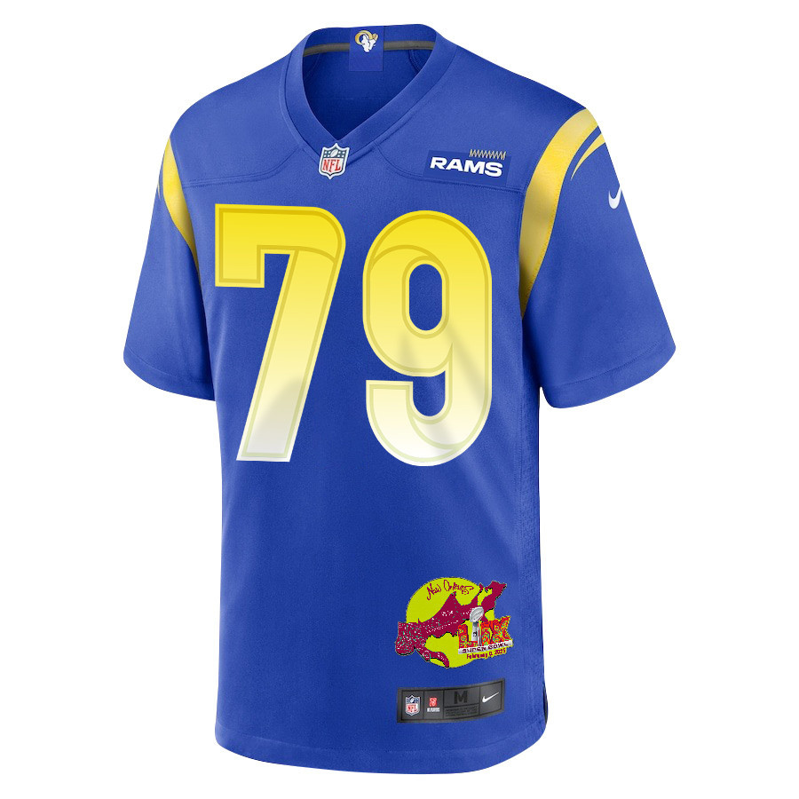 Rob Havenstein 79 Los Angeles Rams Super Bowl LIX New Orleans Patch Game Men Jersey - Royal