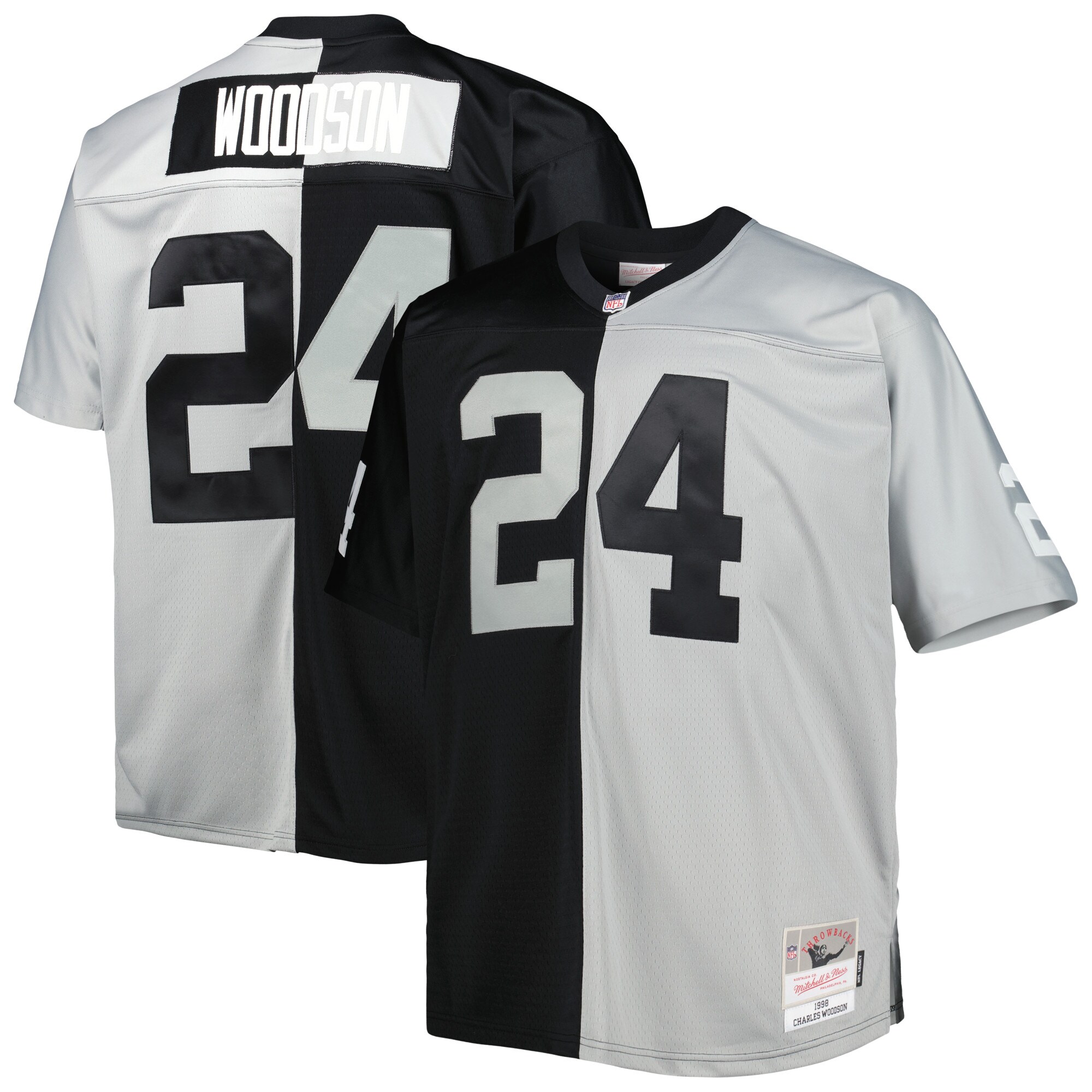 Charles Woodson Las Vegas Raiders Mitchell & Ness Big & Tall Split Legacy Retired Player Replica Jersey - Black\/Silver