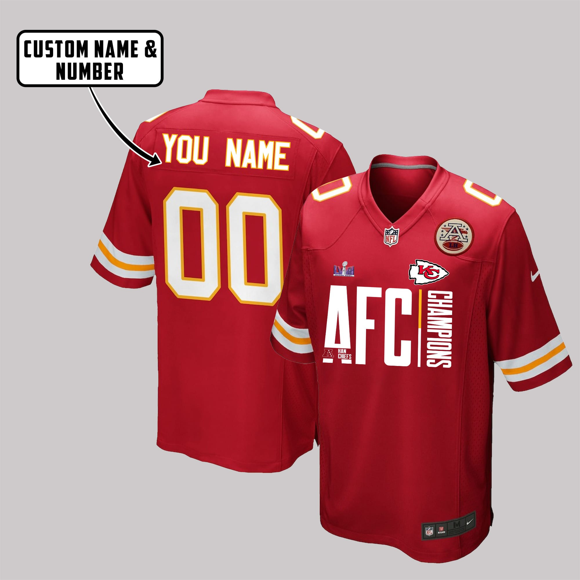 Kansas City Chiefs AFC Super Bowl LVIII Champions Game Jersey - Men, Red