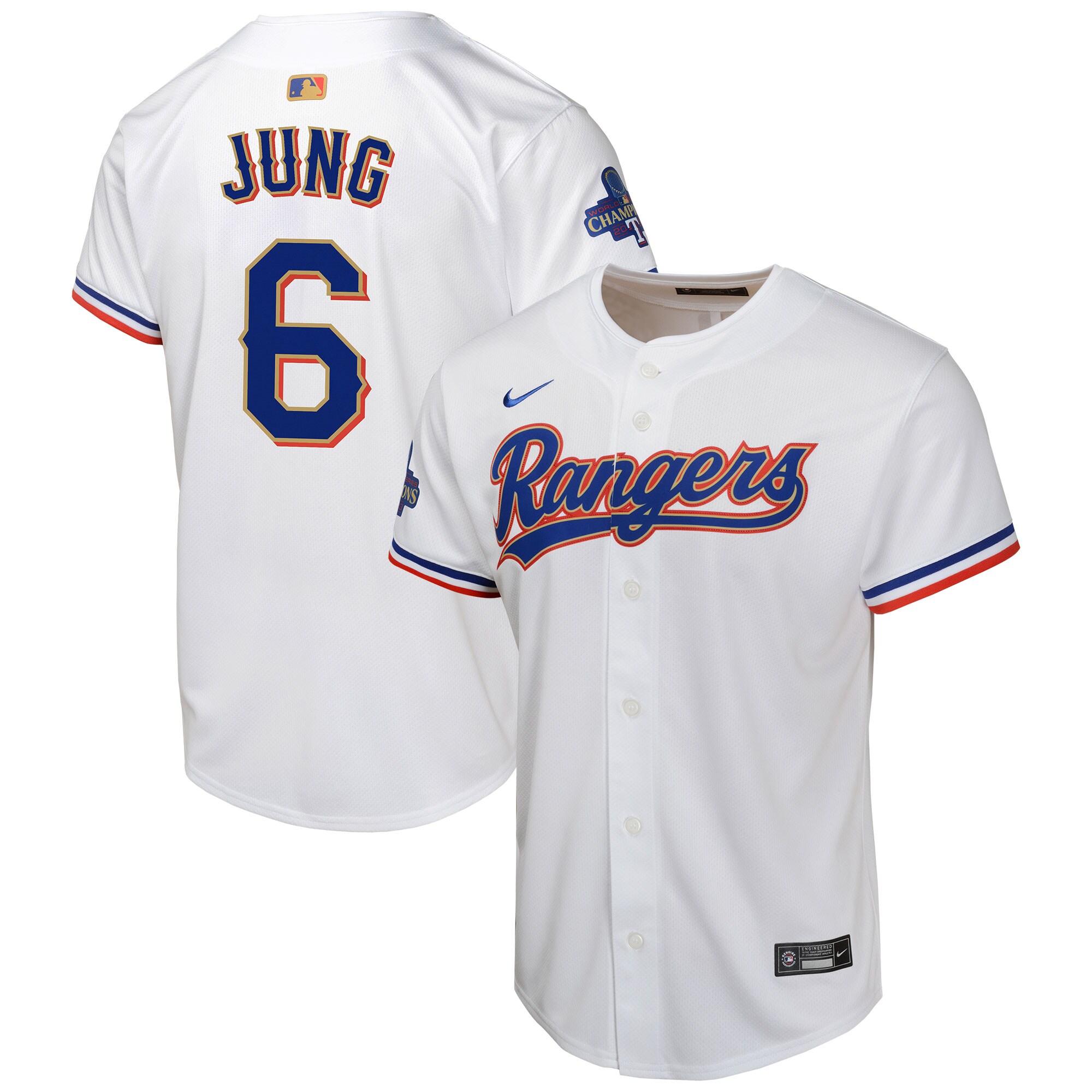 Josh Jung Texas Rangers Youth 2024 Gold Collection Limited Player Jersey White