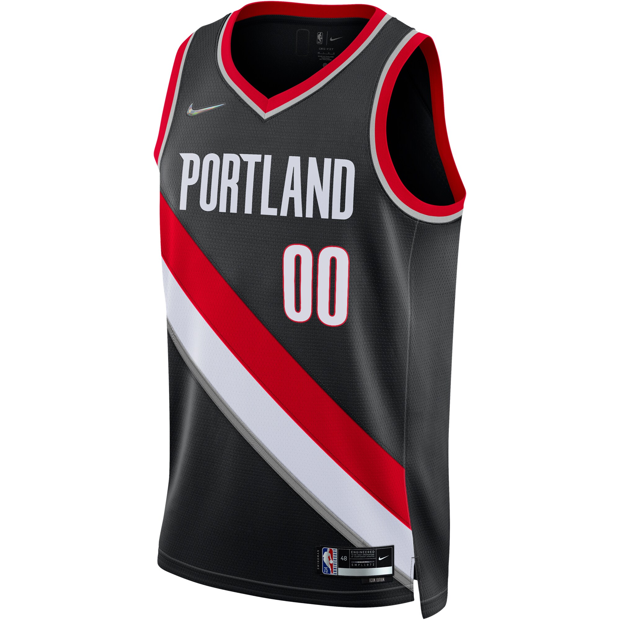 Portland Trail Blazers 2021\/22 Diamond Swingman Custom Jersey - Icon Edition - Black