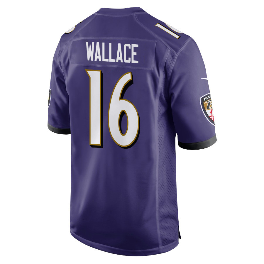 Tylan Wallace 16 Baltimore Ravens Super Bowl LIX New Orleans Patch Game Men Jersey - Purple