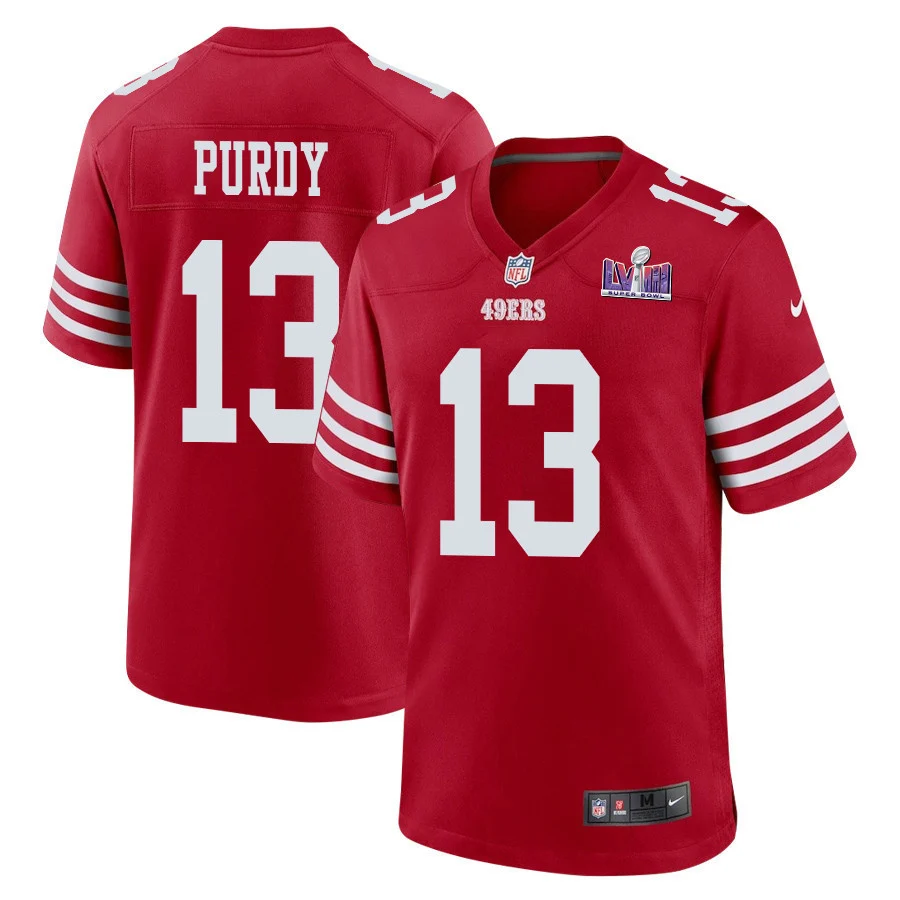 Brock Purdy 13 San Francisco 49ers Super Bowl LVIII Patch Game Men Jersey - Scarlet