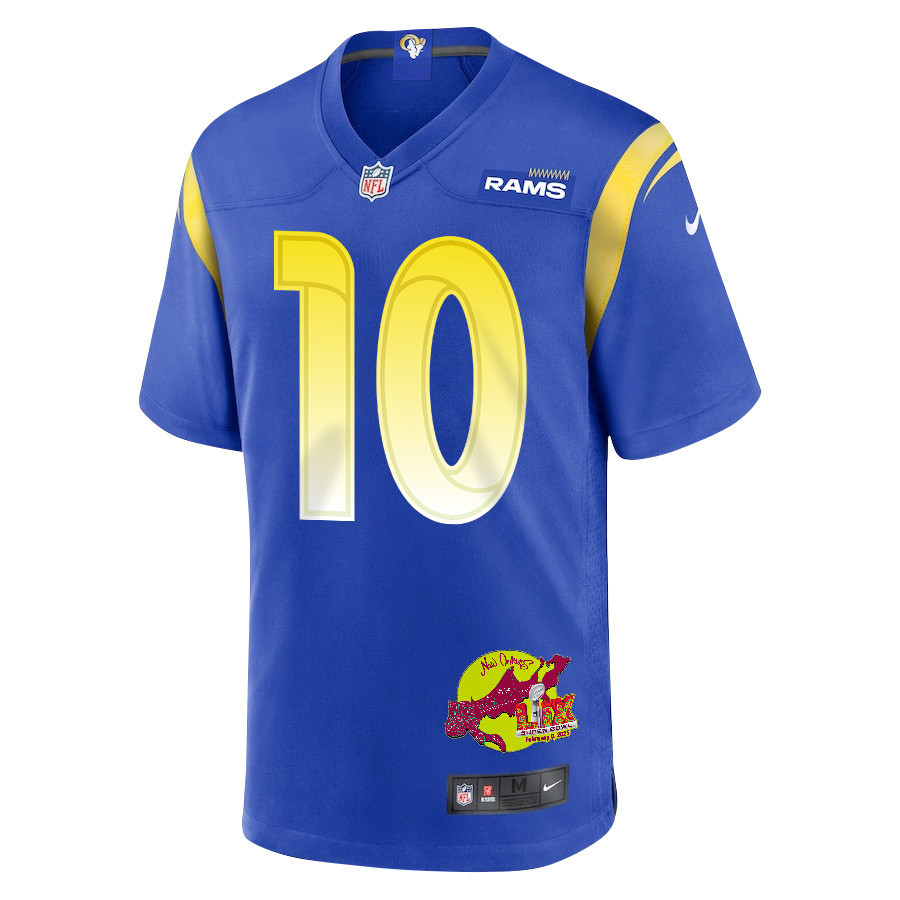 Cooper Kupp 10 Los Angeles Rams Super Bowl LIX New Orleans Patch Game Men Jersey - Royal