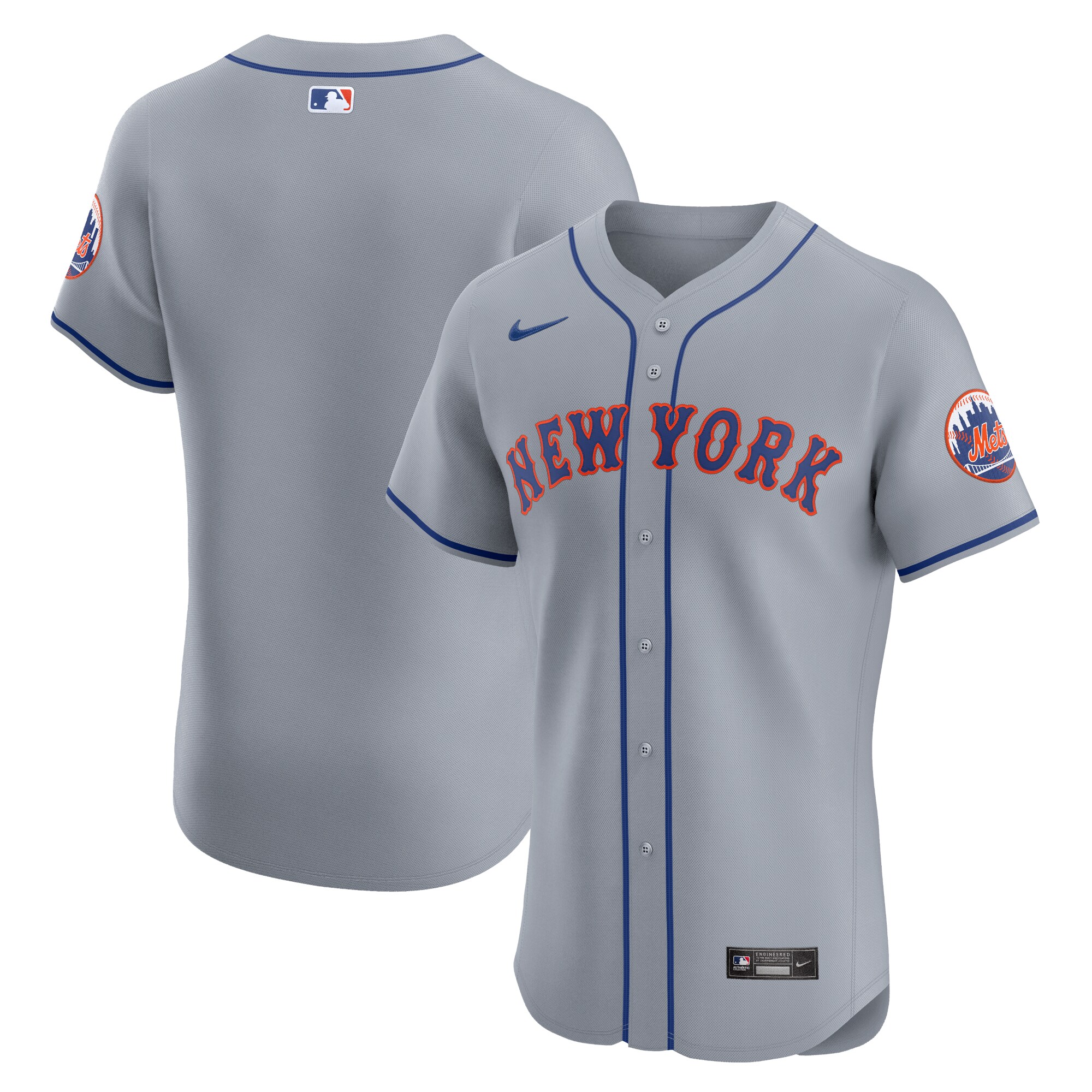 New York Mets  Road Vapor Premier Elite Patch Jersey - Gray