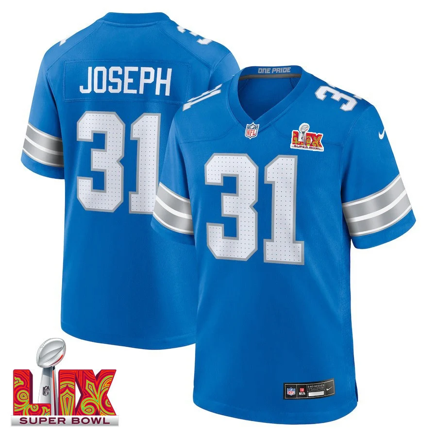 Kerby Joseph #31 Detroit Lions Super Bowl LIX Jersey - Men's - Blue
