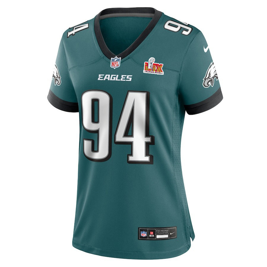 Byron Young #94 Philadelphia Eagles Super Bowl LIX Women's Jersey - Midnight Green