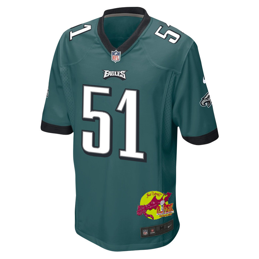 Cam Jurgens 51 Philadelphia Eagles Super Bowl LIX New Orleans Patch Game Men Jersey - Midnight Green