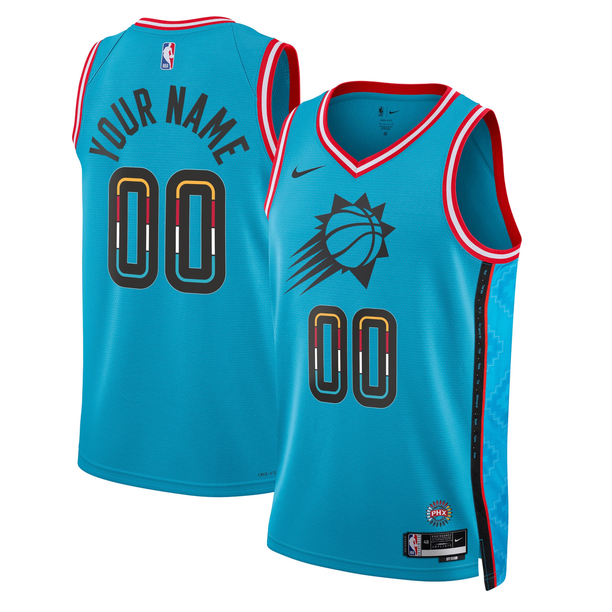 Phoenix Suns Unisex 2022\/23 Swingman Custom Jersey - City Edition - Turquoise