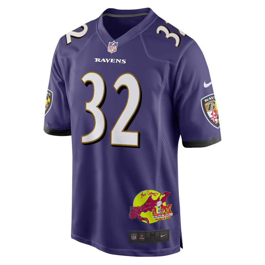 Marcus Williams 32 Baltimore Ravens Super Bowl LIX New Orleans Patch Game Men Jersey - Purple