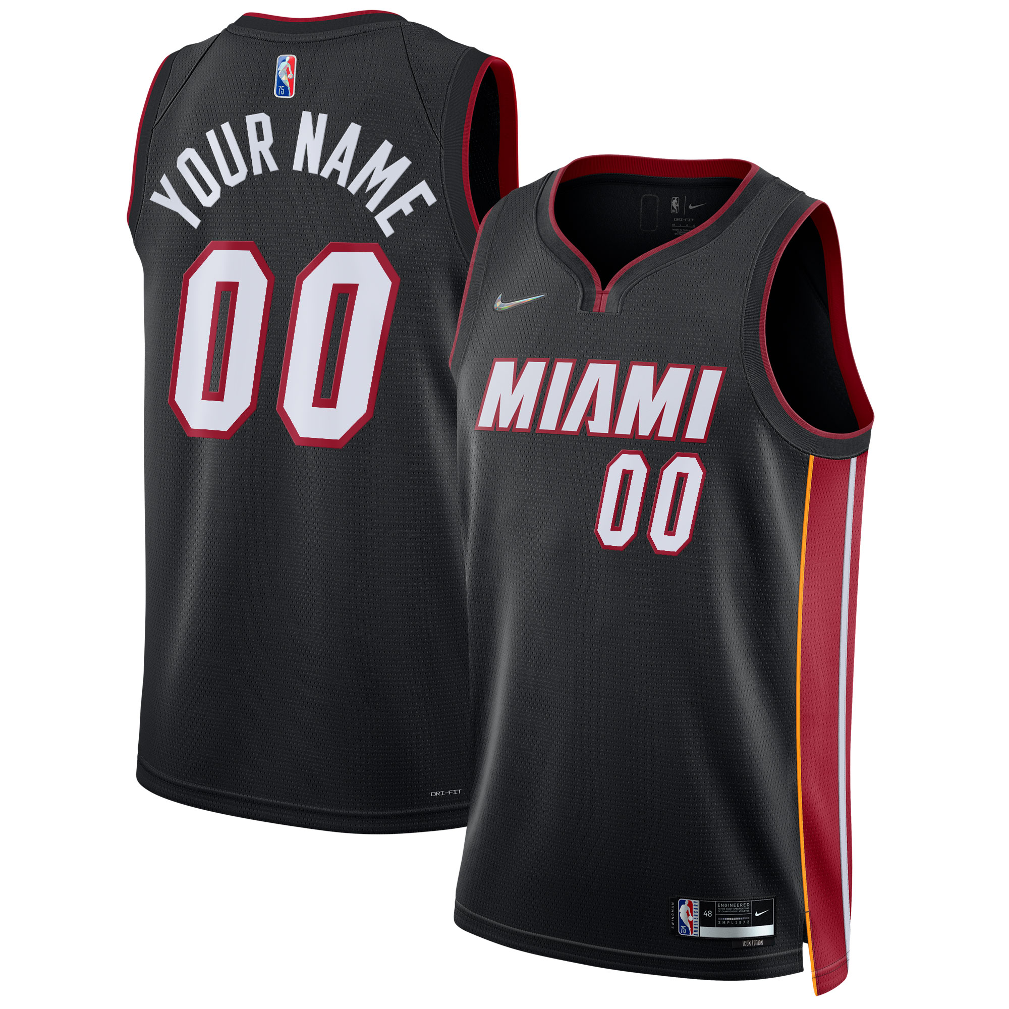 Miami Heat 2021\/22 Diamond Swingman Custom Jersey - Icon Edition - Black