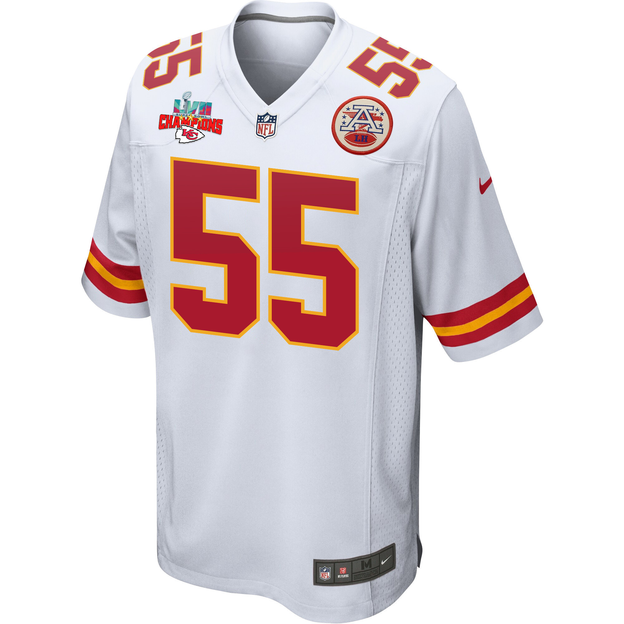 Frank Clark 55 Kansas City Chiefs Super Bowl LVII Champions 3 Stars Men Game Jersey - White