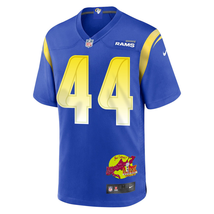 Brennan Jackson 44 Los Angeles Rams Super Bowl LIX New Orleans Patch Game Men Jersey - Royal