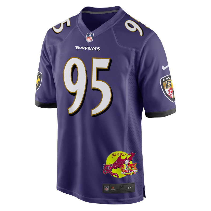 Tavius Robinson 95 Baltimore Ravens Super Bowl LIX New Orleans Patch Game Men Jersey - Purple