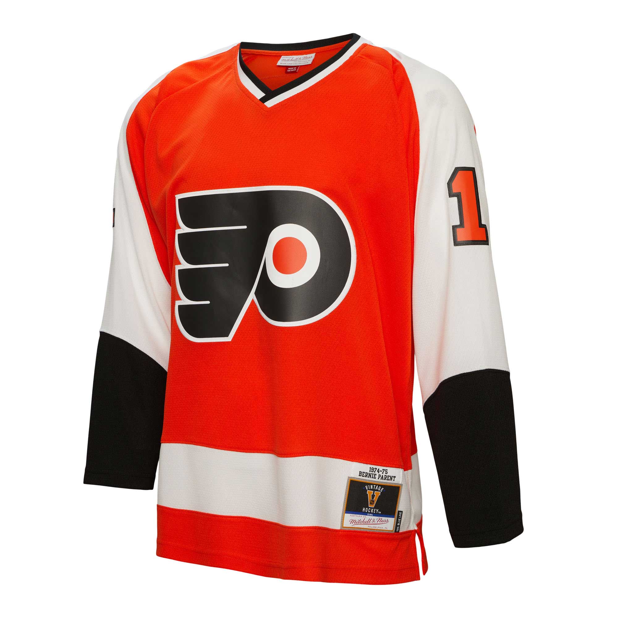 Bernie Parent Philadelphia Flyers Mitchell & Ness 1974\/75 Blue Line Player Jersey - Orange
