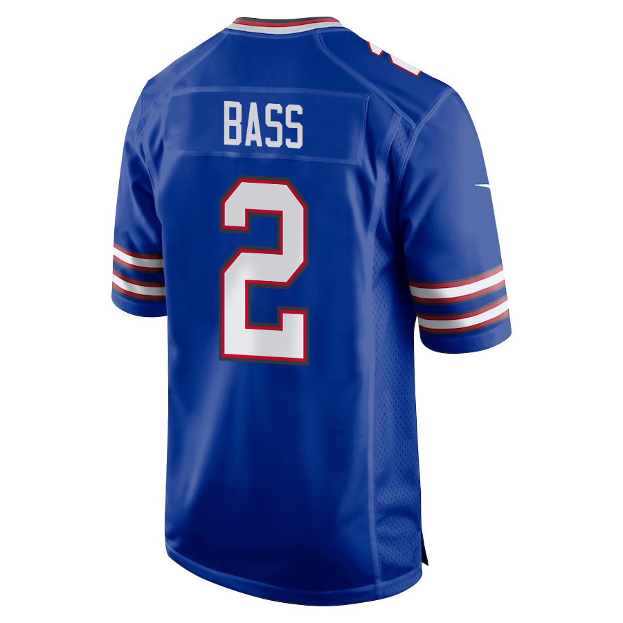 Tyler Bass 2 Buffalo Bills Super Bowl LIX New Orleans Patch Game Men Jersey - Royal