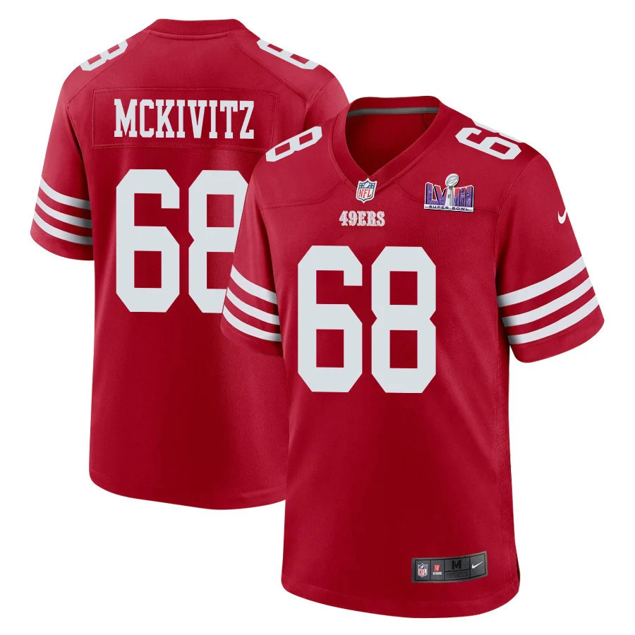 Colton McKivitz 68 San Francisco 49ers Super Bowl LVIII Patch Game Men Jersey - Scarlet