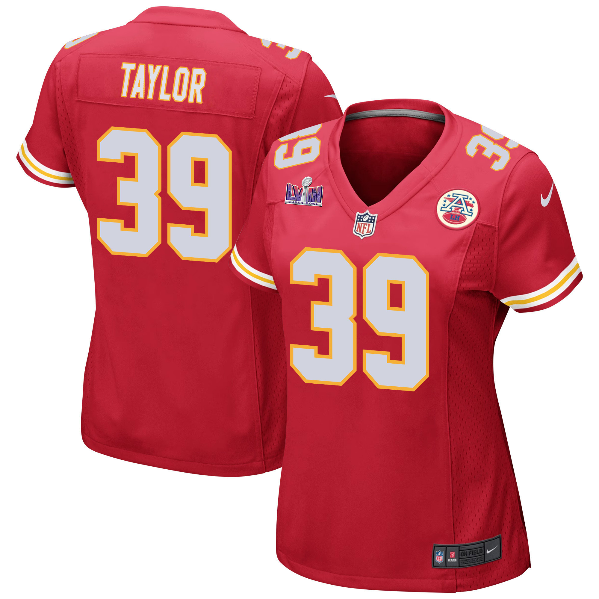 Keith Taylor 39 Kansas City Chiefs Super Bowl LVIII Patch Game Women Jersey - Red