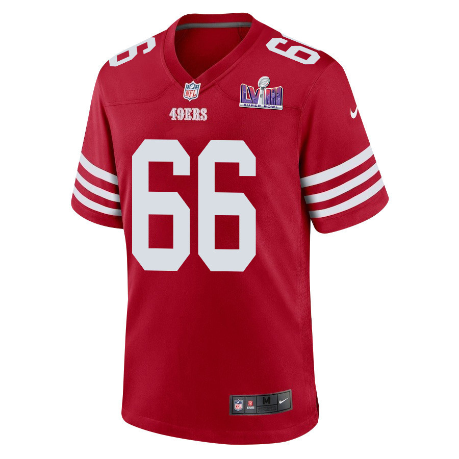 Jesse Davis 66 San Francisco 49ers Super Bowl LVIII Patch Game Men Jersey - Scarlet