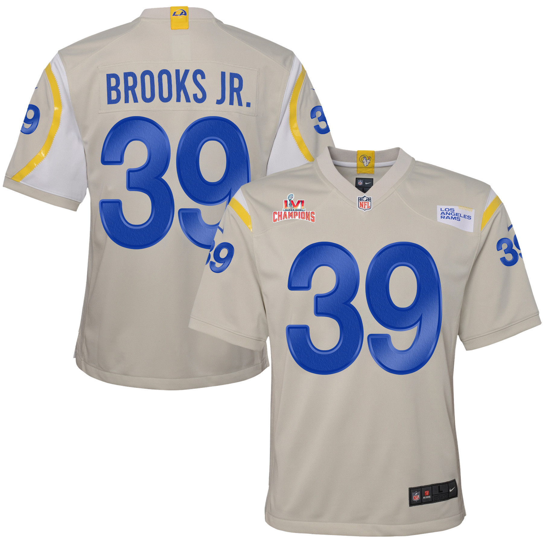 Super Bowl LVI Champions Los Angeles Rams Antoine Brooks Jr. 39 Bone Youth's Jersey Jersey