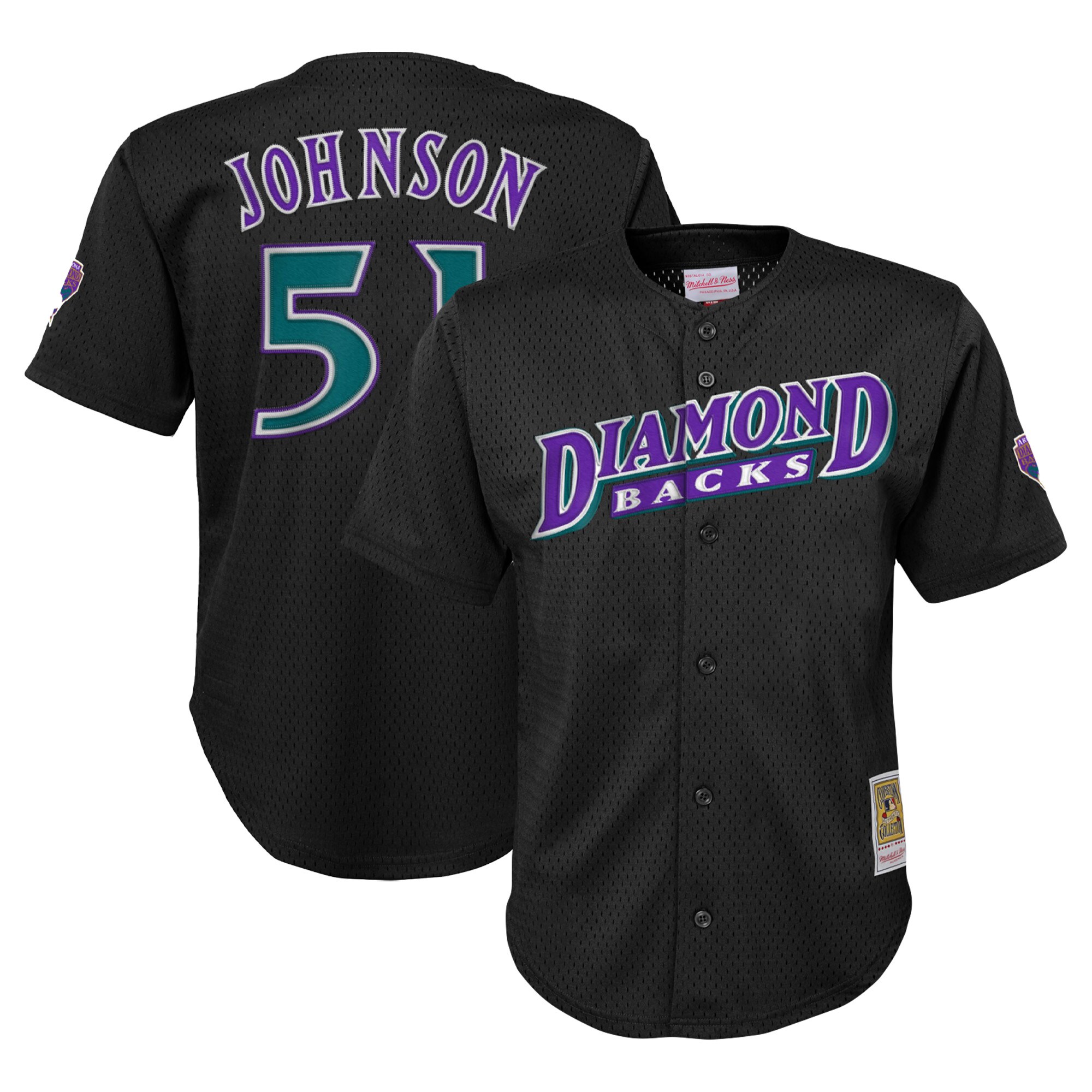 Randy Johnson Arizona Diamondbacks Mitchell & Ness Youth Cooperstown CollectionMesh Batting Practice Jersey - Black
