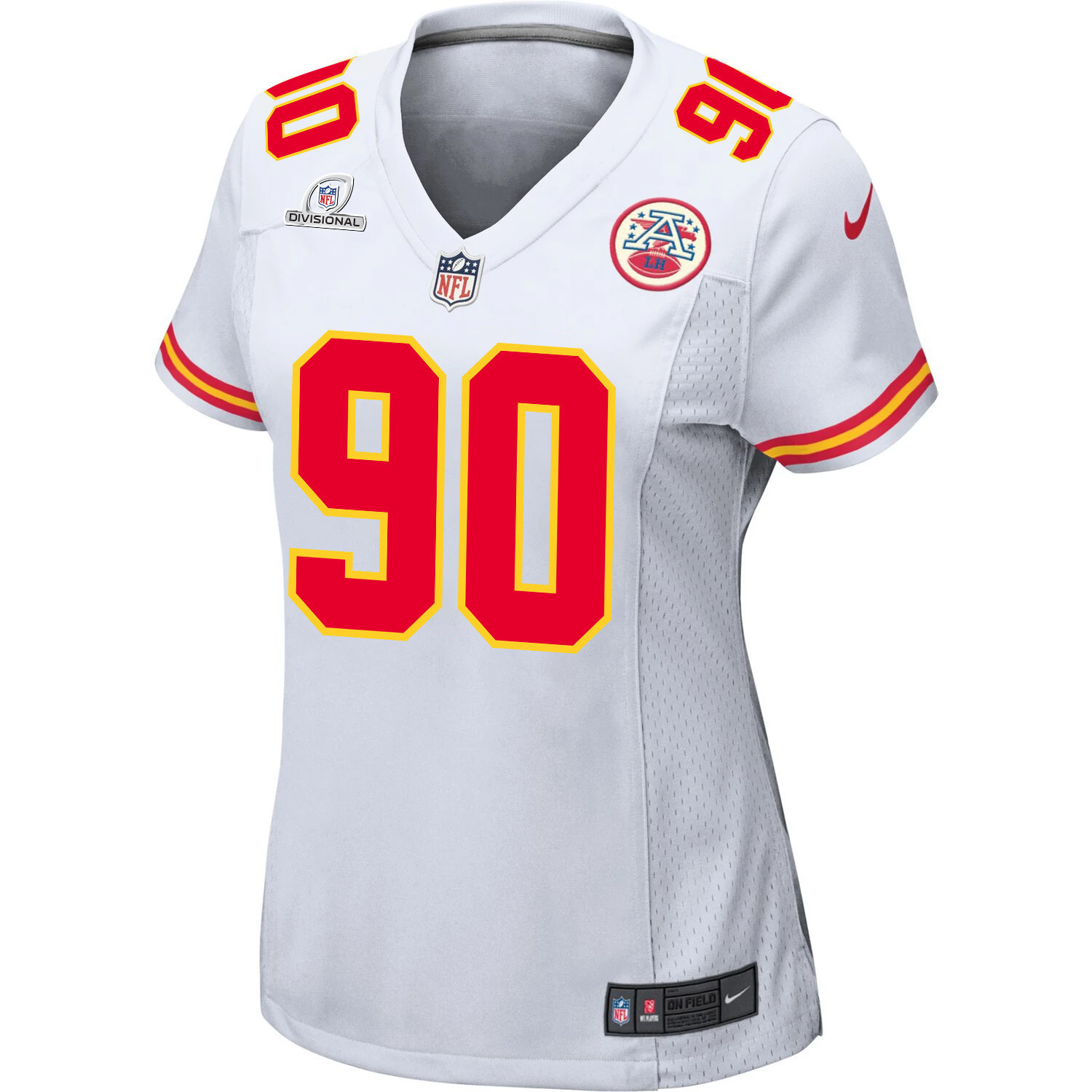 Charles Omenihu 90 Kansas City Chiefs Super Bowl LVIII Patch Game Women Jersey - White
