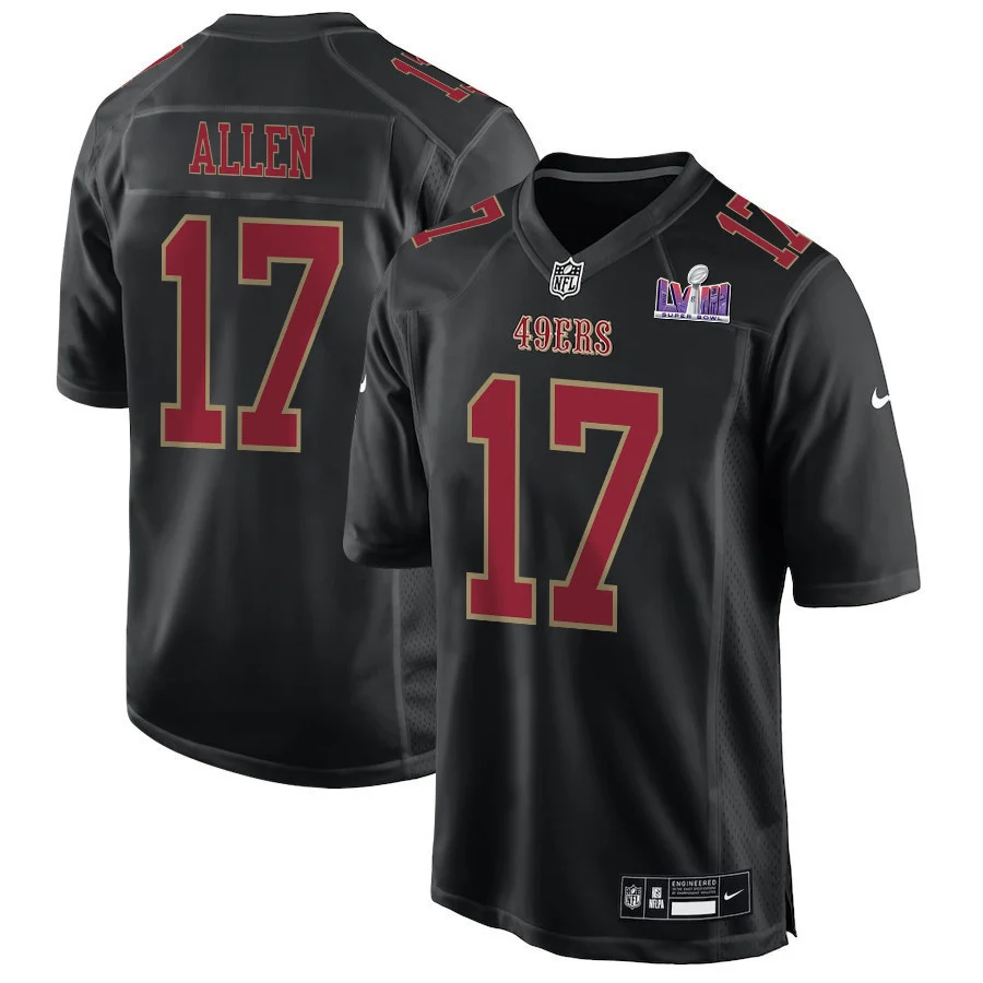 Brandon Allen 17 San Francisco 49ers Super Bowl LVIII Patch Fashion Game Men Jersey - Carbon Black