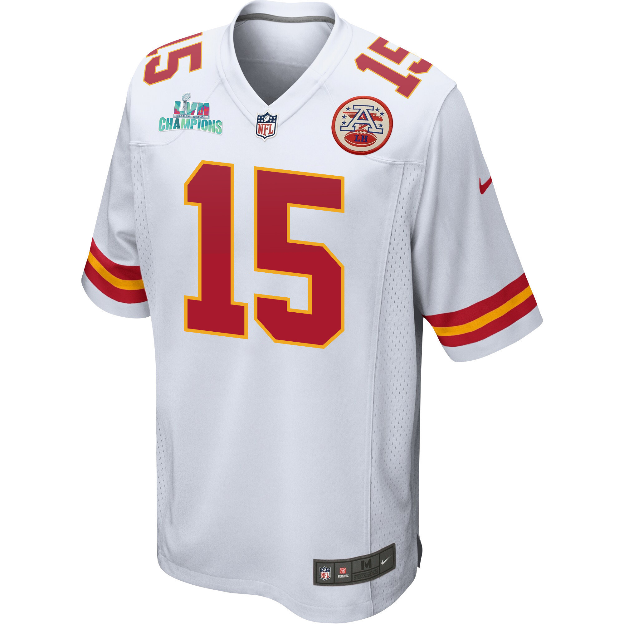 Patrick Mahomes 15 Kansas City Chiefs Super Bowl LVII Champions Men Game Jersey - White