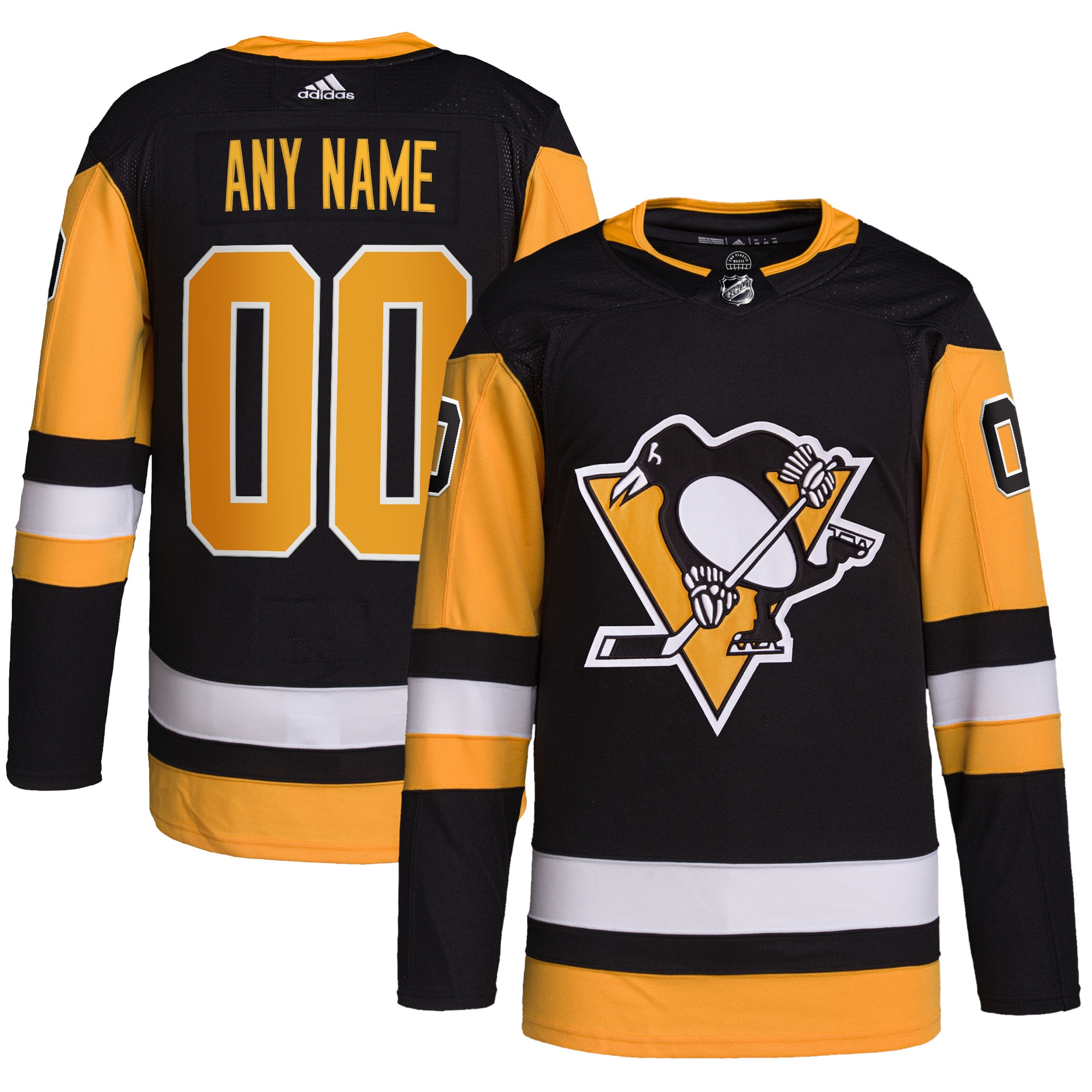 Pittsburgh Penguins adidas Home Primegreen Authentic Custom Jersey - Black