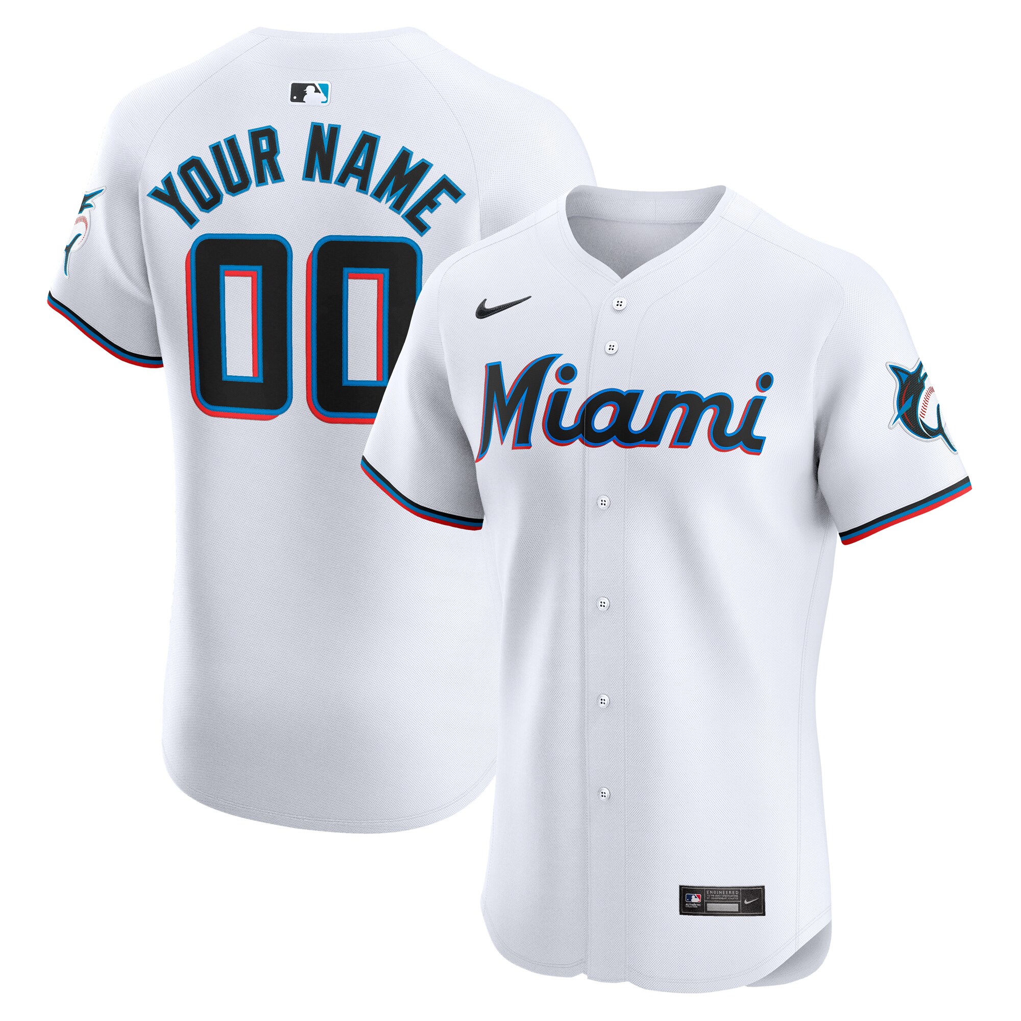 Miami Marlins  Home Elite Custom Jersey - White