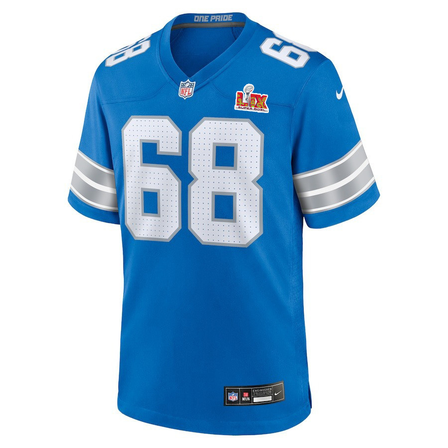 Taylor Decker #68 Detroit Lions Super Bowl LIX Jersey - Men's - Blue