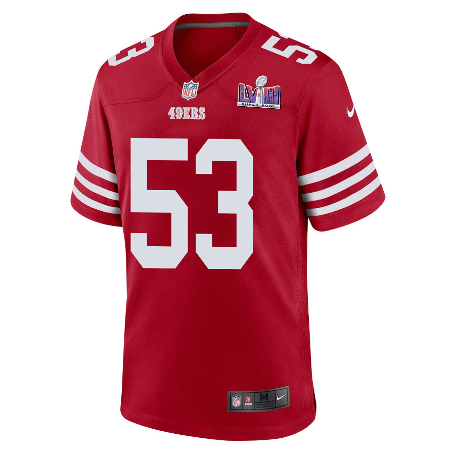 Dee Winters 53 San Francisco 49ers Super Bowl LVIII Patch Game Men Jersey - Scarlet