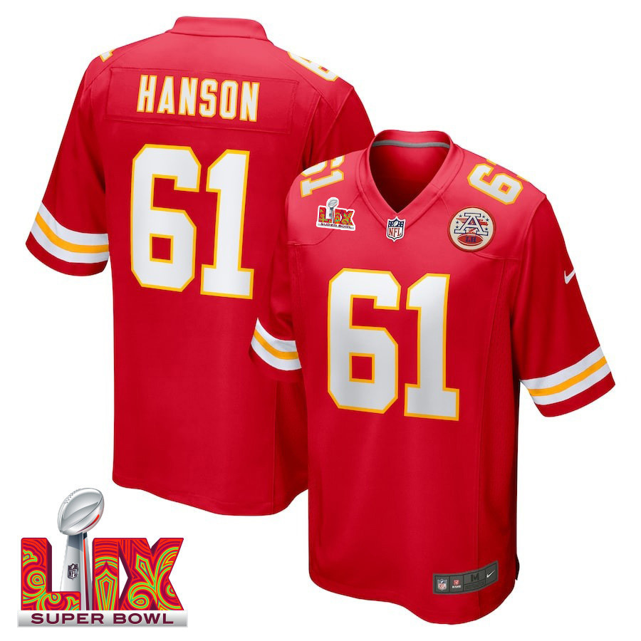 C.J. Hanson #61 Kansas City Chiefs Super Bowl LIX Jersey - Men's - Red