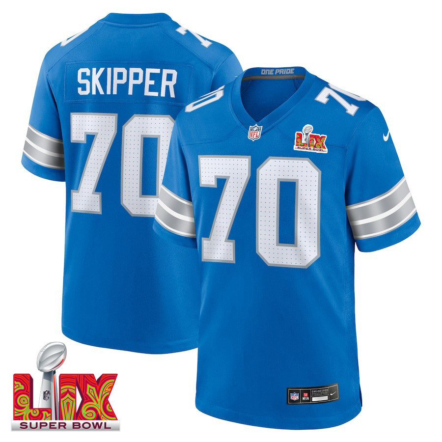 Dan Skipper #70 Detroit Lions Super Bowl LIX Jersey - Men's - Blue