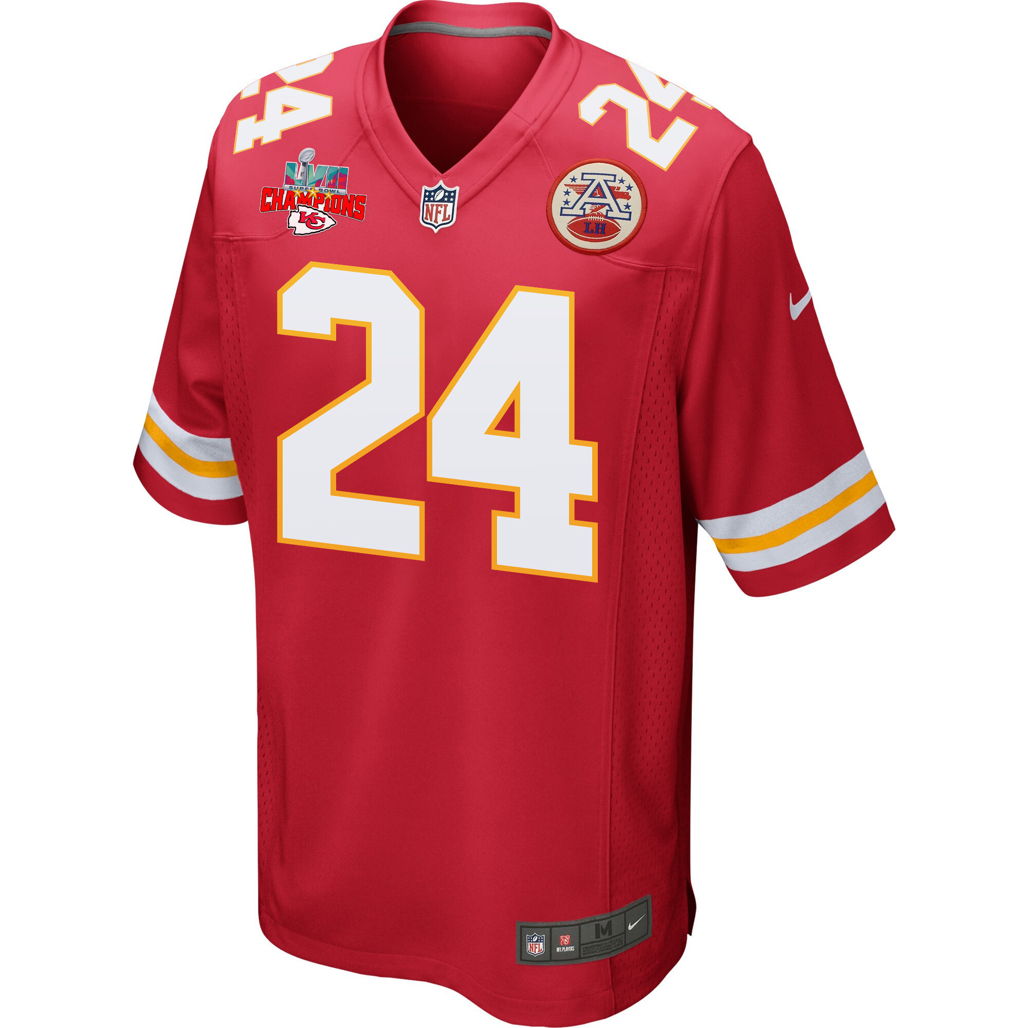 Skyy Moore 24 Kansas City Chiefs Super Bowl LVII Champions 3 Stars Men Game Jersey - Red
