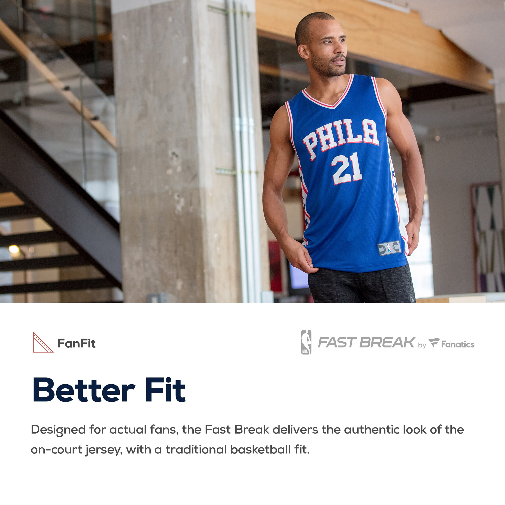 Philadelphia 76ers Fanatics Fast Break Custom Replica Jersey White - Association Edition