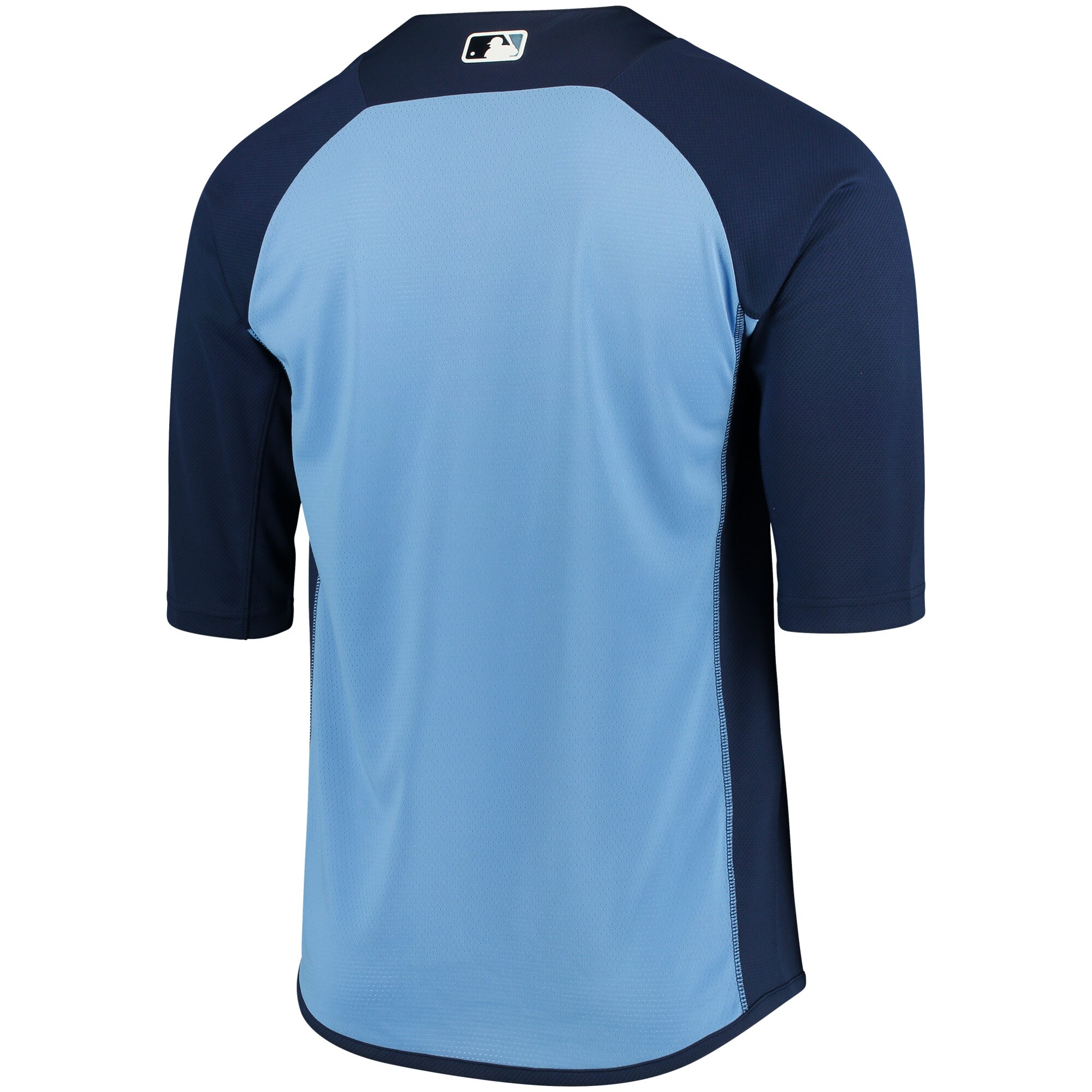 Tampa Bay Rays Majestic Authentic Collection On-Field 3\/4-Sleeve Batting Practice Jersey - Navy\/Light Blue